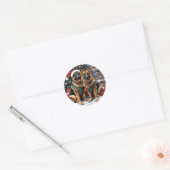 Kerst Duitse herdershonden Ronde Sticker (Envelop)