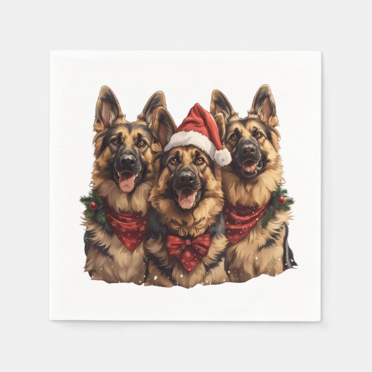 Kerst Duitse herdershonden Servet (Voorkant)