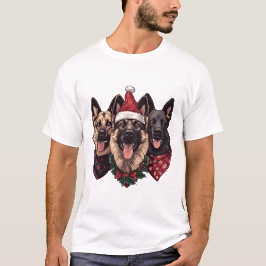 Kerst Duitse herdershonden T-shirt (Voorkant)
