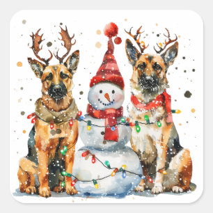 Kerst Duitse herdershonden Vierkante Sticker