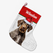 Kerst Duitse Staande Hond met Naam Woof Grote Kerstsok (Voorkant (Hangend))