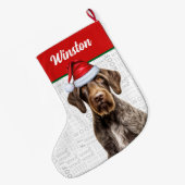 Kerst Duitse Staande Hond met Naam Woof Grote Kerstsok (Achterkant (Hangend))