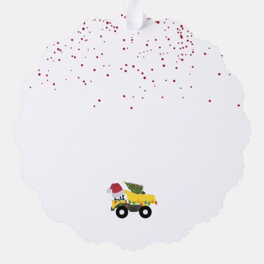 Kerst Dump Truck Construction Trucks Gift Label Ornament Kaart (Achterkant)