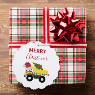 Kerst Dump Truck Construction Trucks Gift Label Ornament Kaart
