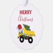 Kerst Dump Truck Construction Trucks Gift Label Ornament Kaart (Links)