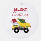 Kerst Dump Truck Construction Trucks Gift Label Ornament Kaart (Voorkant)