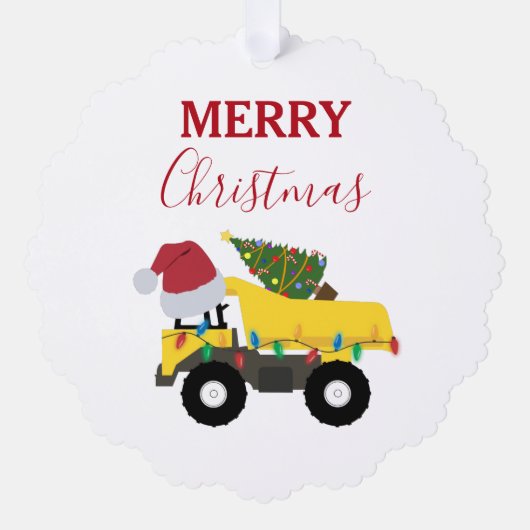 Kerst Dump Truck Construction Trucks Gift Label Ornament Kaart (Voorkant)