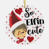 Kerst Dus Elfin Schattige Elf Polka Dot Keramisch Ornament (Voorkant)