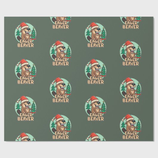 Kerst Eager Bever Cadeaupapier (Vlak)