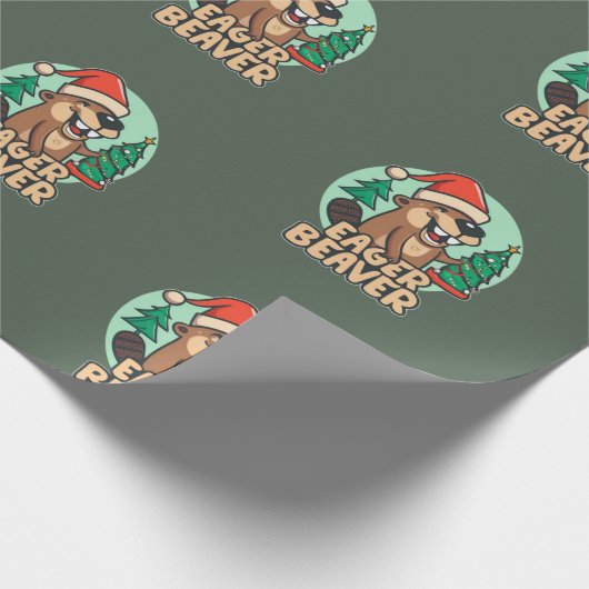 Kerst Eager Bever Cadeaupapier (Hoek)