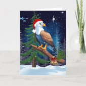 Kerst Eagle met Santa Hat Snowy Scene Kaart (Voorkant)