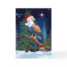 Kerst Eagle met Santa Hat Snowy Scene