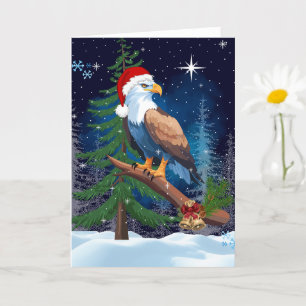 Kerst Eagle met Santa Hat Snowy Scene Kaart
