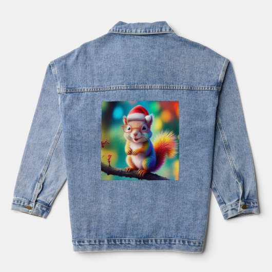 Kerst Eekhoorn als Santa Claus-56765 Denim Jacket (Achterkant)
