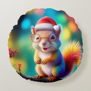 Kerst Eekhoorn als Santa Claus-56765 Rond Kussen