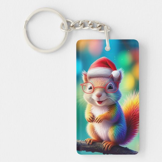 Kerst Eekhoorn als Santa Claus-56765 Sleutelhanger (Voorkant)