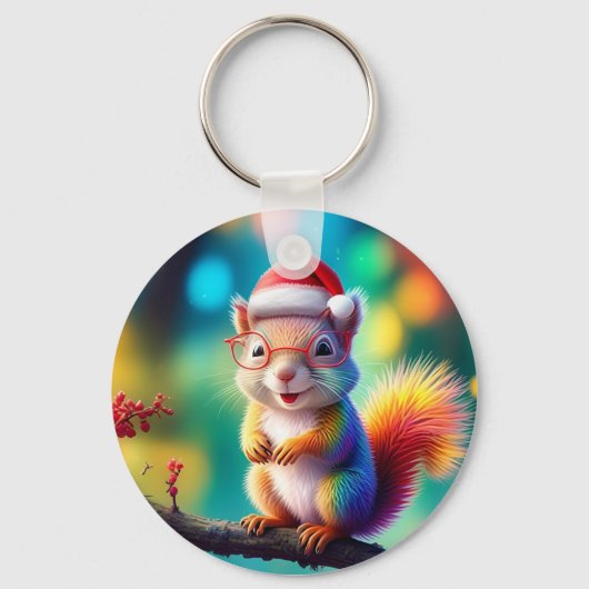 Kerst Eekhoorn als Santa Claus-56765 Sleutelhanger (Voorkant)