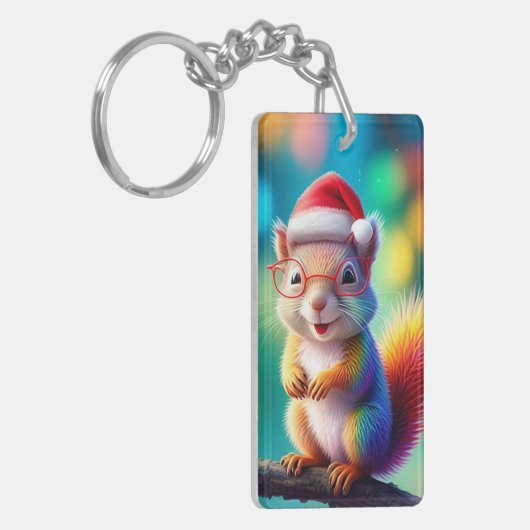 Kerst Eekhoorn als Santa Claus-56765 Sleutelhanger (Voorkant Links)