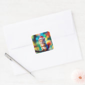 Kerst Eekhoorn als Santa Claus-56765 Vierkante Sticker (Envelop)