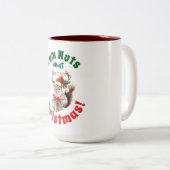 Kerst Eekhoorn & gewei & geschenkdoos Tweekleurige Koffiemok (Voorkant rechts)