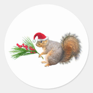 Kerst Eekhoorn Groene Takjes Stickers