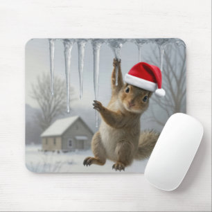 Kerst eekhoorn hangend aan een ijskegel muismat