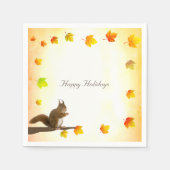 Kerst eekhoorn & herfstbladeren servet (Voorkant)