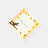 Kerst eekhoorn & herfstbladeren servet (Hoek)