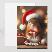 Kerst Eekhoorn Holding Gift  Kaart (Voorkant / Achterkant)