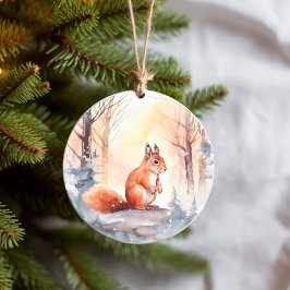 Kerst Eekhoorn in Winter Woodland Wonderland Keramisch Ornament