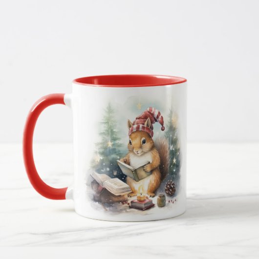 Kerst eekhoorn lezend mok (Links)