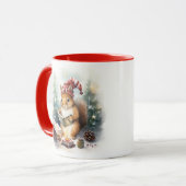 Kerst eekhoorn lezend mok (Voorkant links)