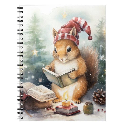 Kerst eekhoorn lezend notitieboek (Voorkant)