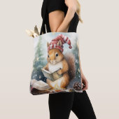 Kerst eekhoorn lezend tote bag (Dichtbij)