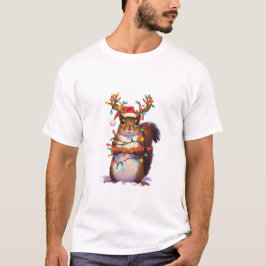 Kerst Eekhoorn Licht Schattige Kerstdier T-shirt