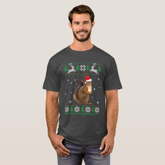 Kerst Eekhoorn Lover Santa Hat Dieren T-shirt (Voorkant volledig)