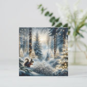 Kerst Eekhoorn Magisch Betoverd Winter Bos Feestdagenkaart (Staand voorkant)