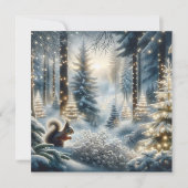 Kerst Eekhoorn Magisch Betoverd Winter Bos Feestdagenkaart (Voorkant)