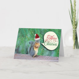 Kerst Eekhoorn met Evergreen Tree Achtergrond Feestdagen Kaart
