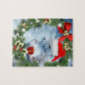 Kerst eekhoorn met kerstkrans legpuzzel (Horizontaal)