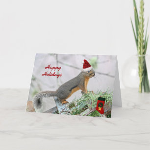 Kerst Eekhoorn met Kerstmis Stocking Feestdagen Kaart