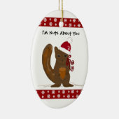 Kerst eekhoorn met leuke spreuk keramisch ornament (Rechts)