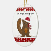 Kerst eekhoorn met leuke spreuk keramisch ornament (Links)