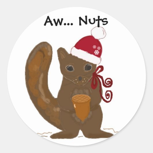 Kerst eekhoorn met leuke spreuk ronde sticker (Voorkant)