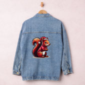 Kerst Eekhoorn met Santa Hoed, Kerstmis Eekhoorn Denim Jacket (Hangar)
