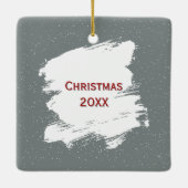 Kerst eekhoorn op besneeuwde boomtak keramisch ornament (Achterkant)