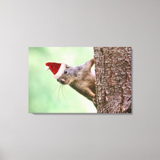 Kerst Eekhoorn op een Boom Canvas Afdruk (Voorkant)