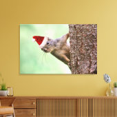 Kerst Eekhoorn op een Boom Canvas Afdruk (Insitu (Woonkamer))