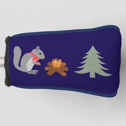 Kerst Eekhoorn Roosteren Hazelnoten op Log Fire Golfheadcover (Voorkant)