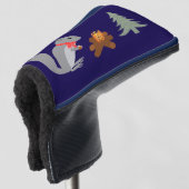 Kerst Eekhoorn Roosteren Hazelnoten op Log Fire Golfheadcover (3/4 voorkant)